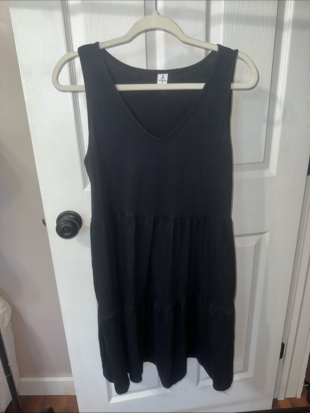 Classic Black V-Neck Tiered Mini Dress